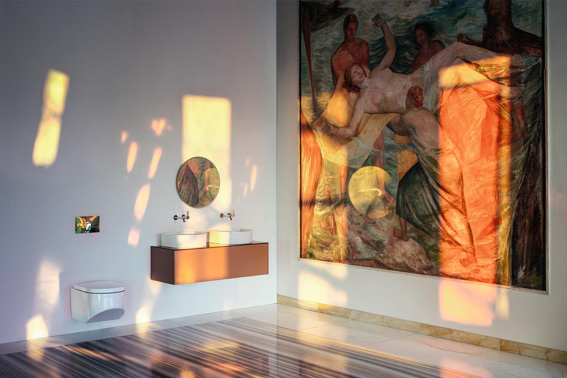 Patricia Urquiola hat die von ihr entworfene Serie "Sonar" um Möbel, Waschtische und ein WC ergänzt.