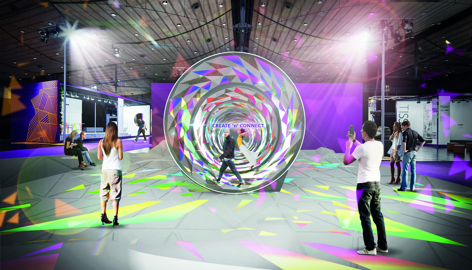 Das "Creativity Wheel" ist eine Besucherattraktion der Domotex 2019.