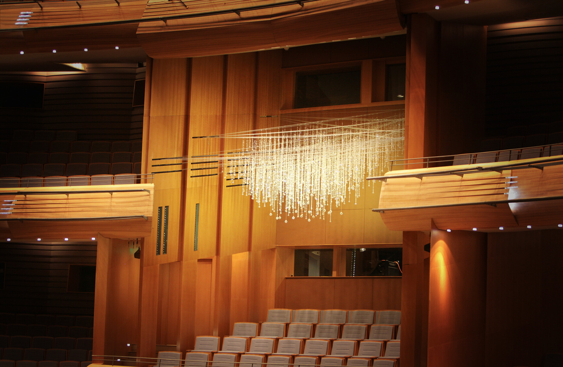 In the Mariinsky Theater, 130,000 Swarovski crystals in the form of chandeliers and ornaments shine from the foyer to the auditorium.