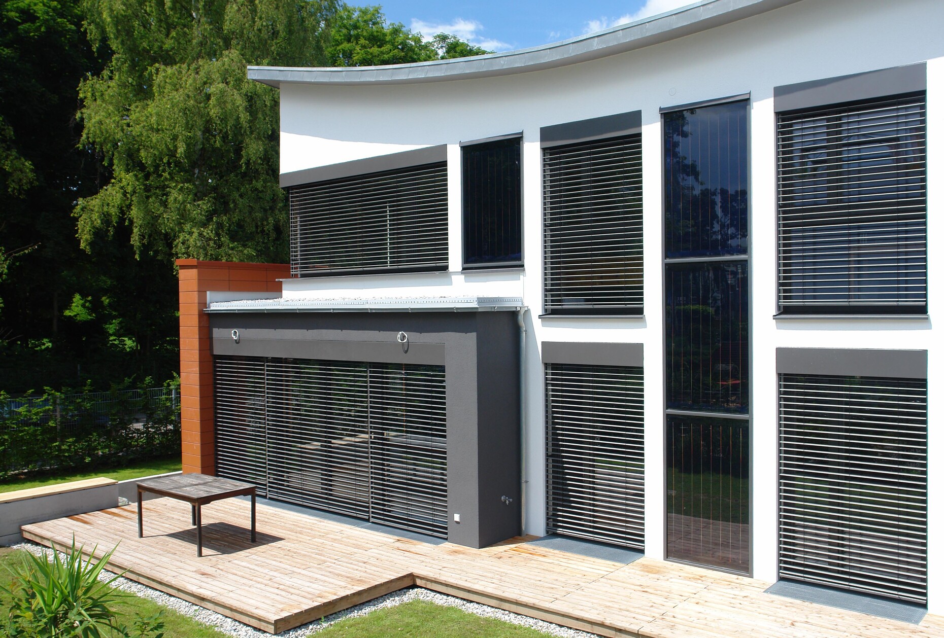 Most of the heat for the building is generated by solar collectors.