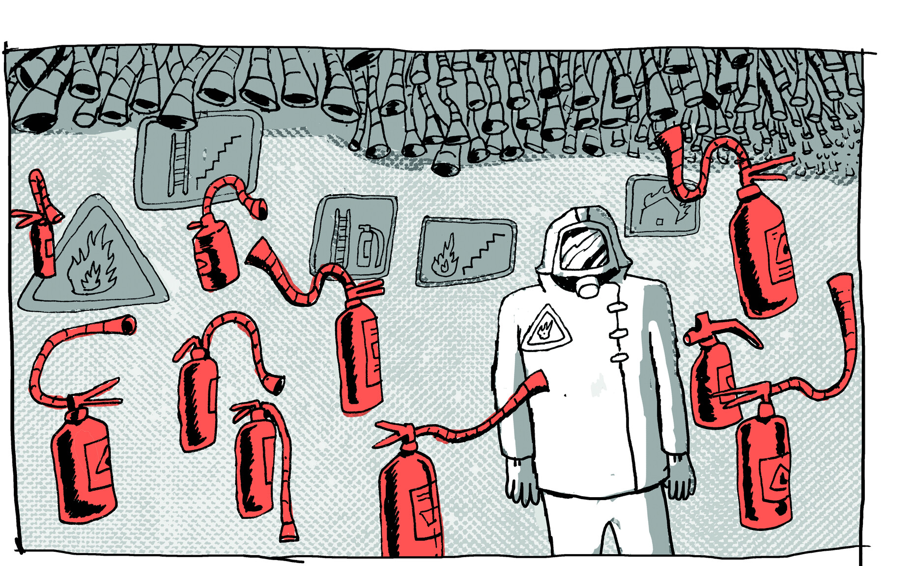 Im sichersten Land der Welt nimmt man den Brandschutz sehr ernst: Überall stehen Feuerlöscher bereit.