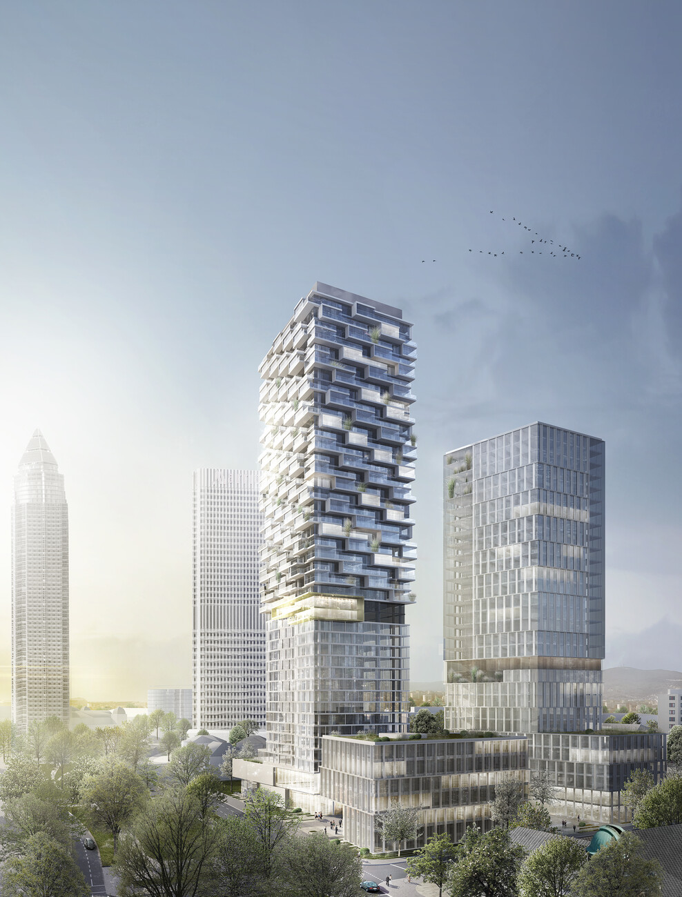 40West Frankfurt Cyrus Moser Architekten Rendering