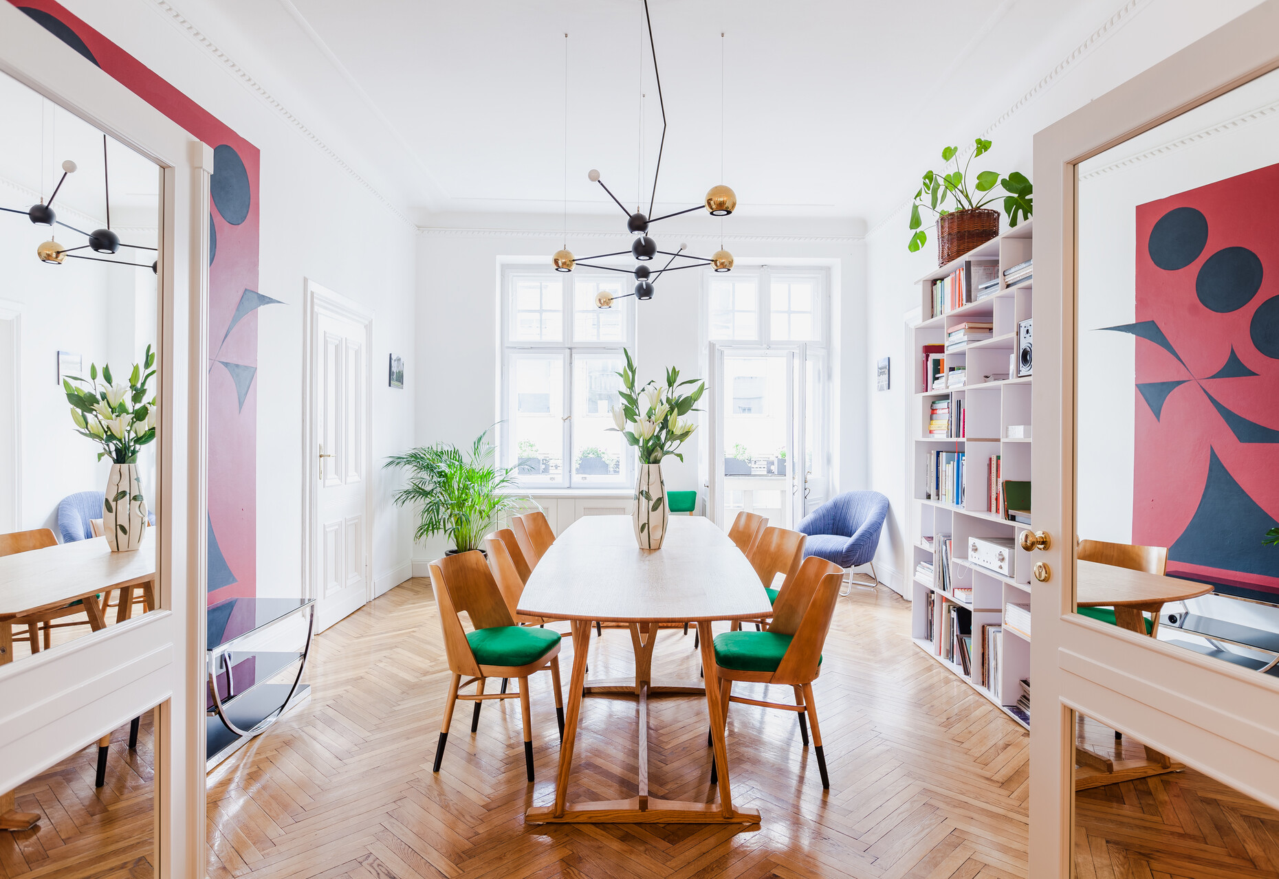 All of the rooms in the restored old townhouse in Warsaw are exclusively outfitted with works by creative Polish minds, such as Mamastudio, Segiet Oniszh, Maria Jeglinska, Mateusz Baumiller or Nicolas Grospierre.