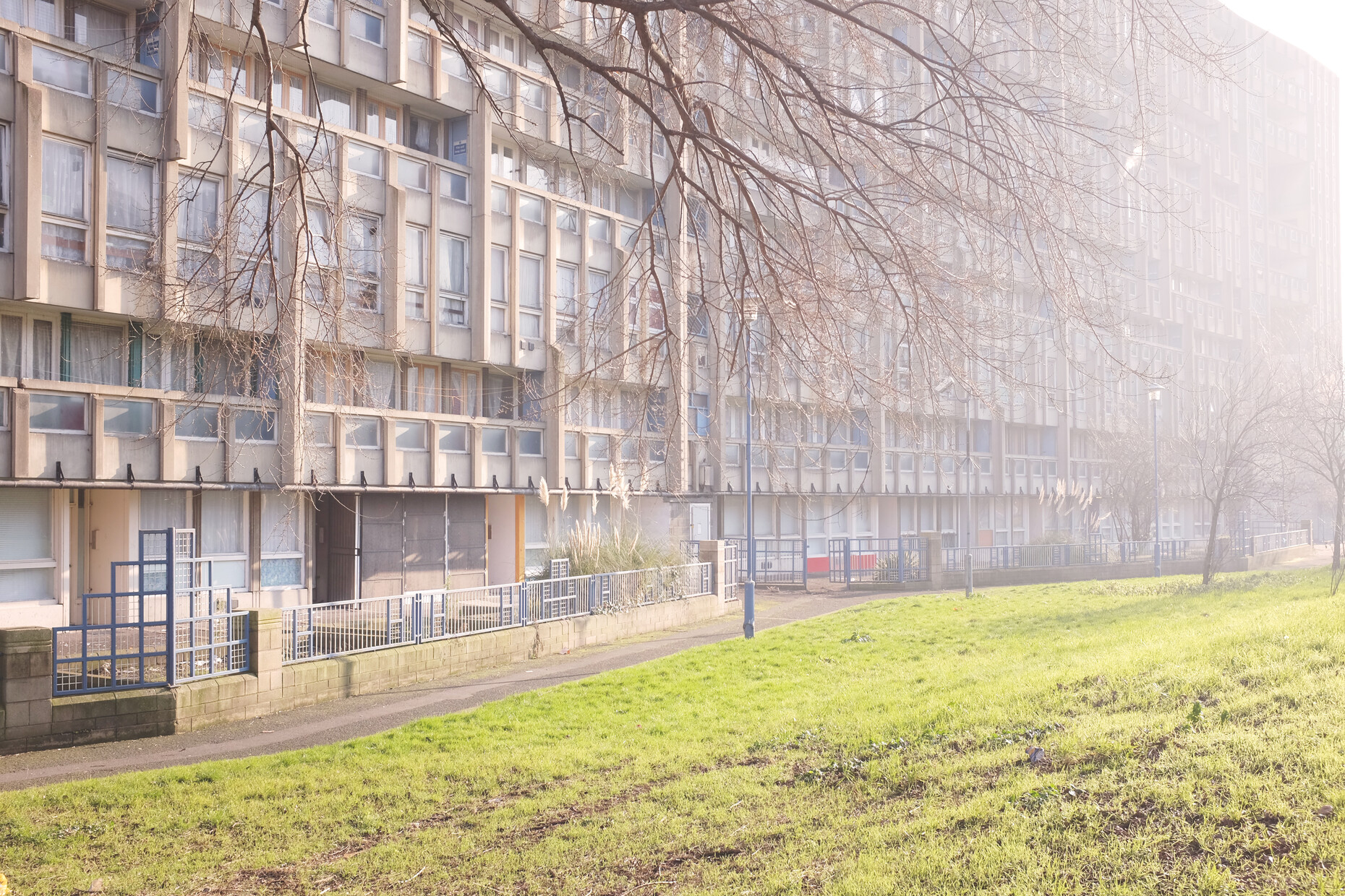 Park and Facade Robin Hood Gardens