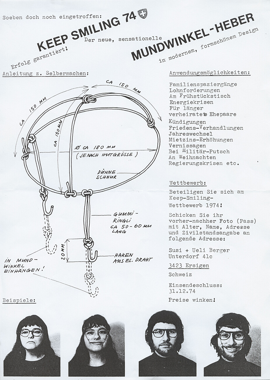 Susi und Ueli Berger, Gebrauchsanleitung Keep Smiling,1974, Museum für Gestaltung Zürich, Designsammlung, Foto: © ZHdK