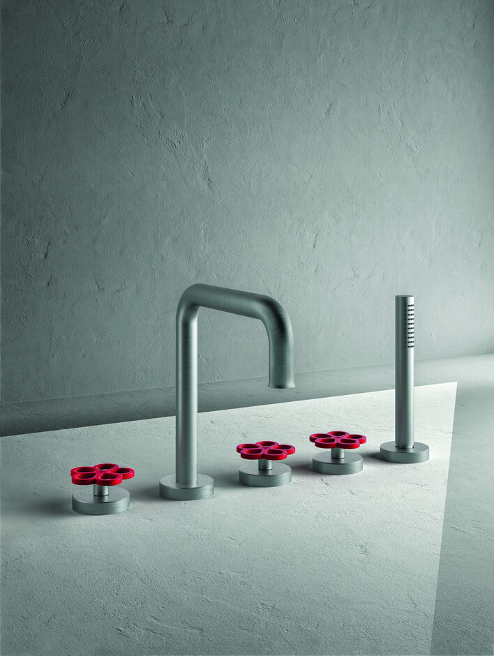 AW/EX PIPE Boffi Fantini Aboutwater / Deck-mount bathtub mixer - Brushed Stainless Steel