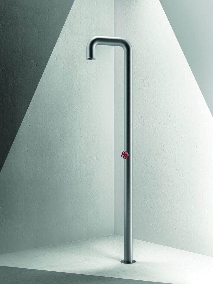 AW/EX PIPE Boffi Fantini Aboutwater / Shower bar H cm 230 x cm 48.6 - Brushed Stainless Steel/Red