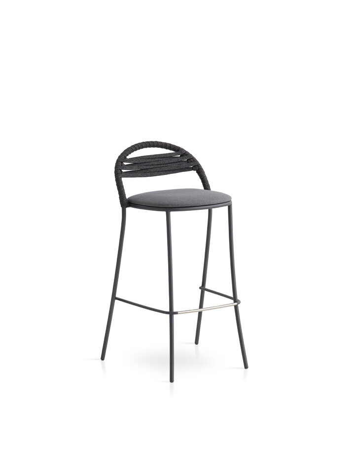 Petale hand-woven bar stool with stripe pattern C099 TC