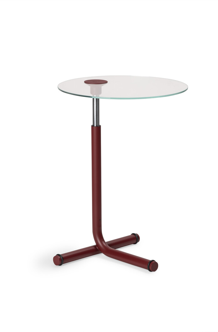 MATERIA Hopper table burgundy red glass
