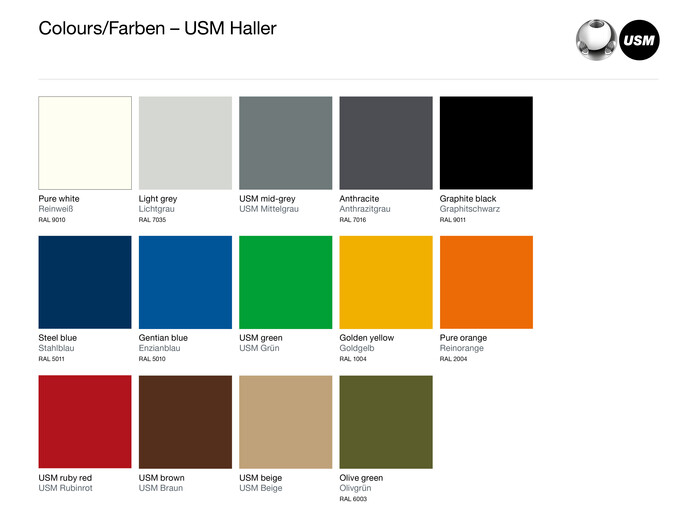 Farbpalette usm haller de en ohne mattsilber 2025