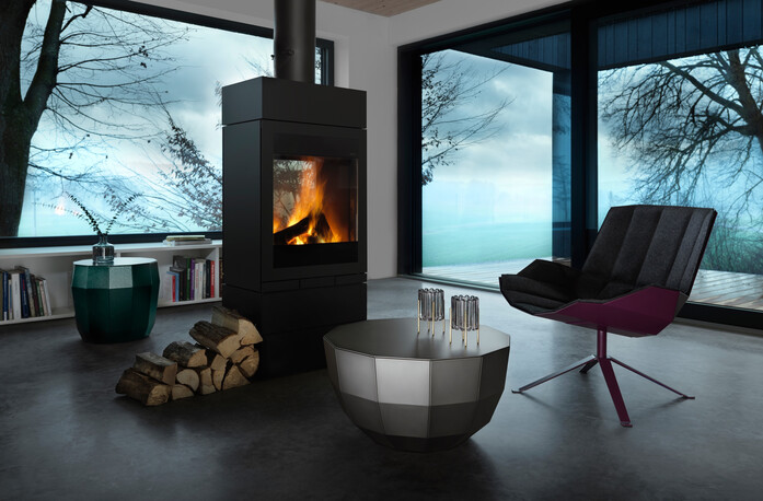 Mueller metall moebel Sessel MARTINI Chair signalviolett Filz grau