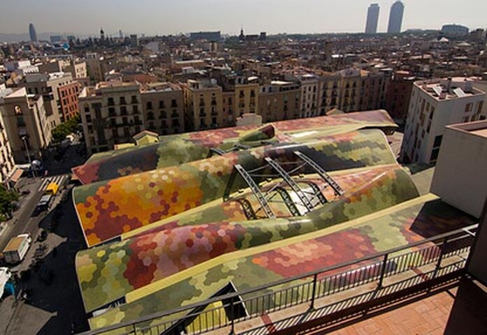 Facade Covering Mercat De Santa Caterina Barcelona Spain 7